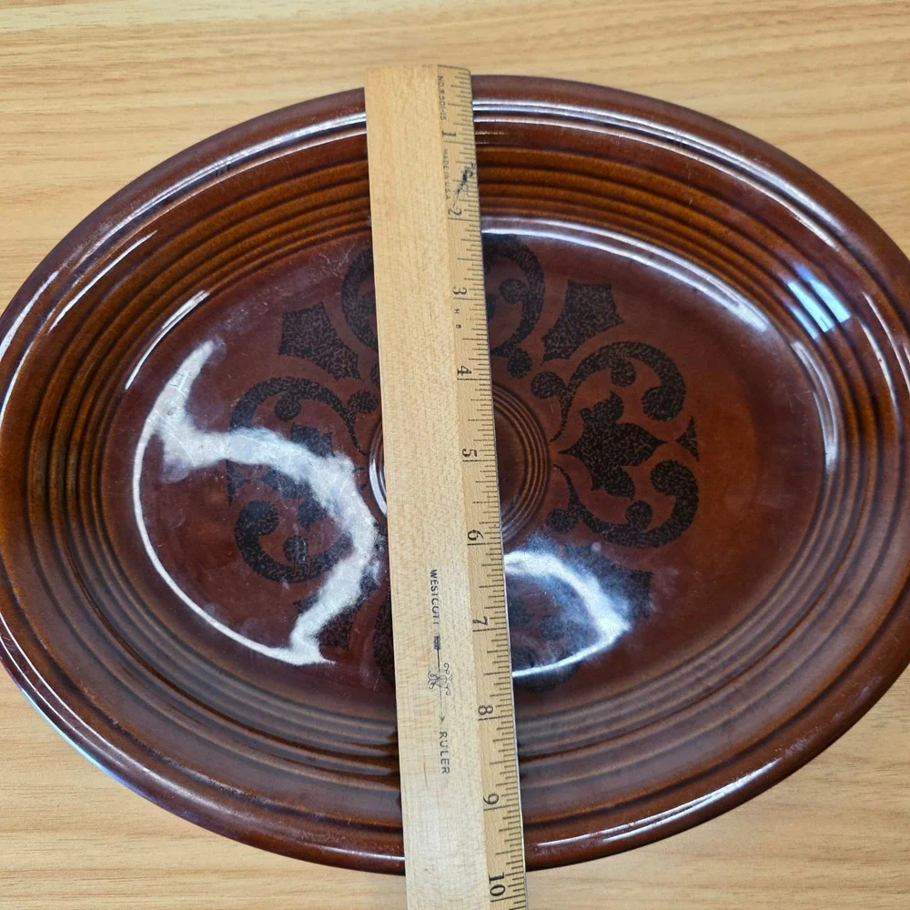 1967 Vintage Fiesta Sheffield Amberstone Brown Oval Serving Platter 12.5